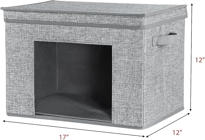 Univivi Fabric Foldable Storage Boxes Large Storage Bins with Lids [4-Pack] Collapsible Storage Cubes, Closet Organizers and Storage Cubes for Home, Bedroom, Closet (Grey, 17“ x 12” x 12") | Fabric Foldable Storage Boxes, Sturdy Collapsible Storage Bin... - Image 2