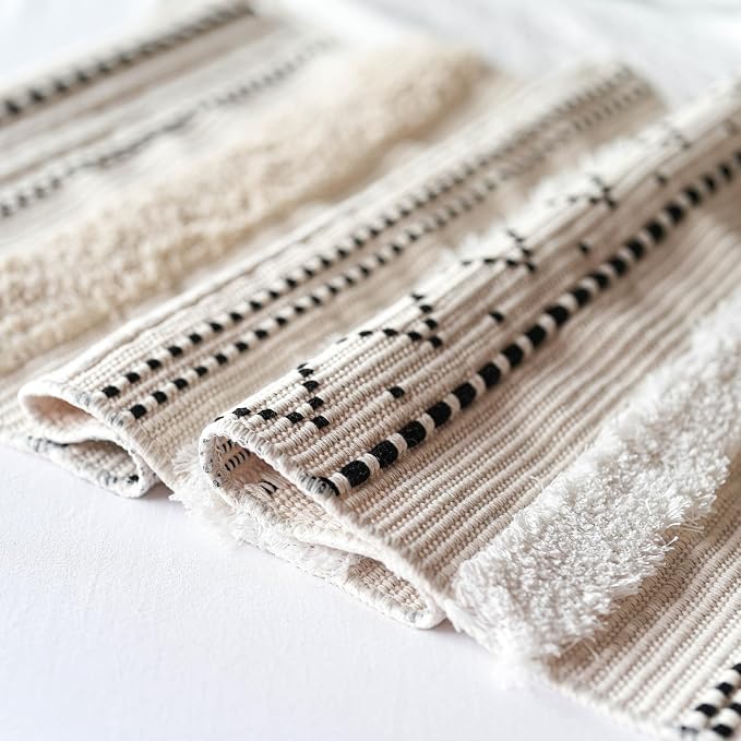 BlissBlush Long Vertical Wall Hanging Tapestry Woven Boho Farmhouse Decor Black Beige Cream Tassel Handmade Wall Art Decoration for Bedroom Living Room Dorm Nursery Apartment, 16x39 INCH - Image 7