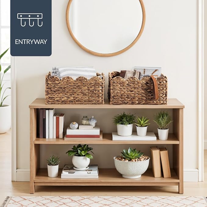 Best Choice Products 16x12 Scalloped Shelf Baskets, Woven Storage Bins, Storage Organizers for Pantry, Living Room, Bedroom, Nursery & Laundry, 2 Pack - Chestnut - Image 7
