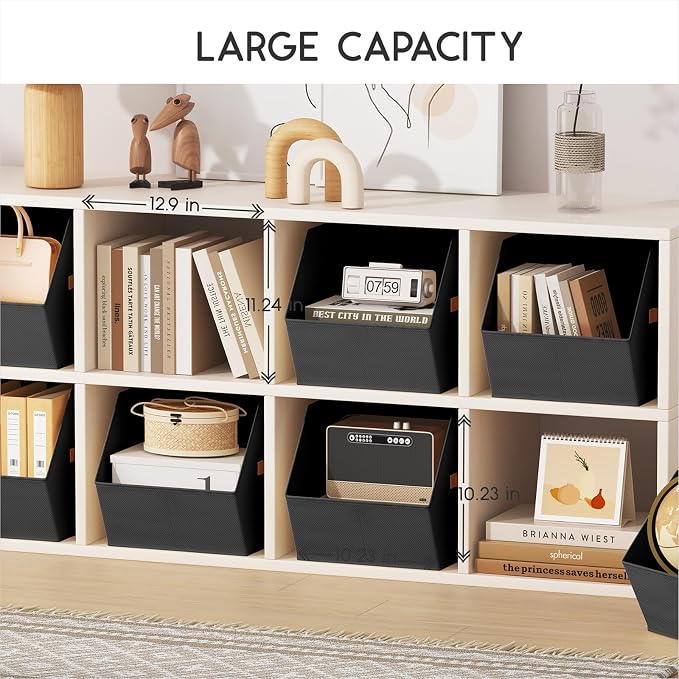 Large Closet Storage Cubes - Closet Storage Bins with Dual Handles for Clothes, Towels, Toys, Shelf Organizer Bins for Bedroom, Nursery, Shelves, Small Spaces, Black, 3 Pack - Image 2