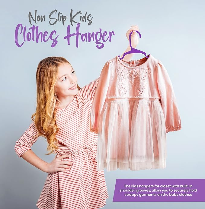 Utopia Home Kids Hangers 40 Pack – 11.5 Inch Baby Closet Hangers Purple | Plastic baby hangers | Fits children's & infant clothes | Gentle on delicate garments - Image 7