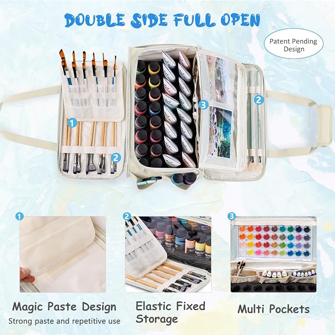 SFYBYHEART Acrylic Paint Storage, Craft Organizer, Art Supply Organizer, Art Tote Bags, Paints Brush Holder for Apple Barrel Acrylic Painting, Palette Board - Image 3