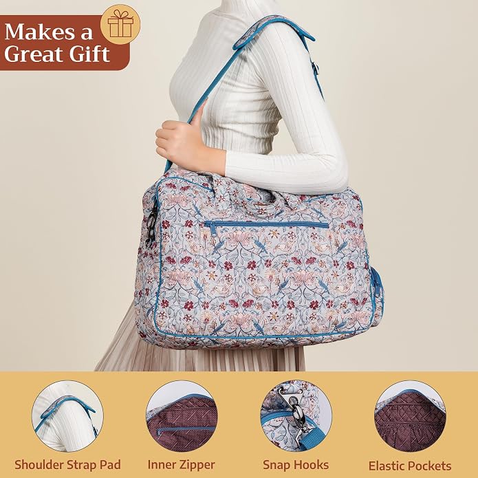 Maison d' Hermine Weekender Bags for Women Cotton Quilted Duffel Overnight Luggage Weekend Bag for Men Gym Gifts Travel | Overnight Luggage Weekend Bag for Men Gym Sports Gifts Duffle bag Business Travellers Trip Spring Summer - Image 6