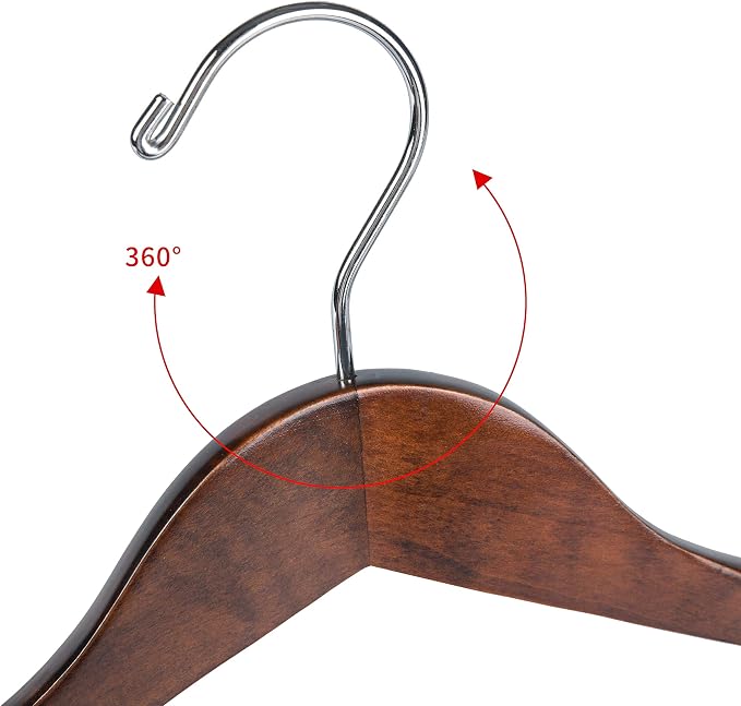 Luxury Wide Shoulder Wooden Hangers 2 Pack, with Locking Bar, Smooth Retro Finish Wood Suit Hanger Coat Hanger for Closet, Holds Up to 20lbs, 360° Swivel Hook, for Jacket, Dress Heavy Clothes Hangers - Image 3