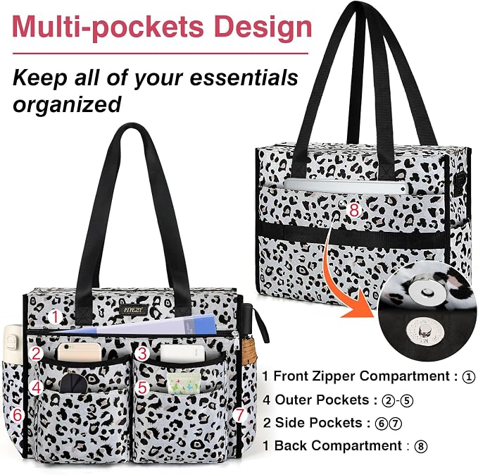 ITIEZY Large Utility Tote Bag for Women with 18 Pockets, Waterproof Teacher Nurse Bags with Zipper for Everyday Travel Work - Image 5