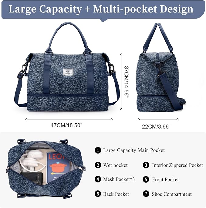 Weekender Bags for Women, Personal Item Travel Bag with Shoes Compartment | Overnight Travel Duffel Bag with Toiletry Bag, Airplane Friendly Carry-On Bag - Image 2