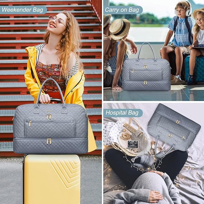 Large Women Travel Duffle Bag, Weekender Bags for Women with Shoe Compartment, Carry on Overnight Bag with Toiletry Bag, Gym Duffel Bag with Wet Pocket, Hospital Bags for Labor and Delivery - Image 6
