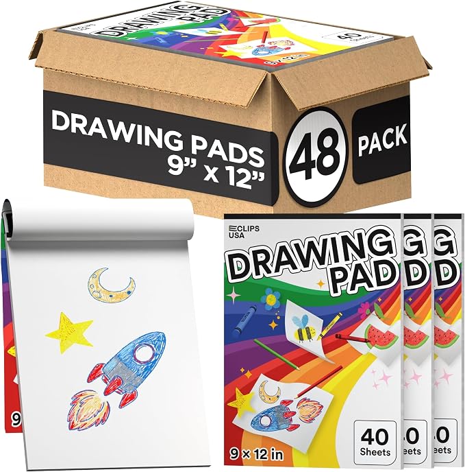 Sketch Book for Kids, Drawing Pad for Kids, Drawing Paper, Sketch Pad for Kid, Kid Sketch Book (9 x 12, 40 Sheets) (48) by E-CLIPSUSA