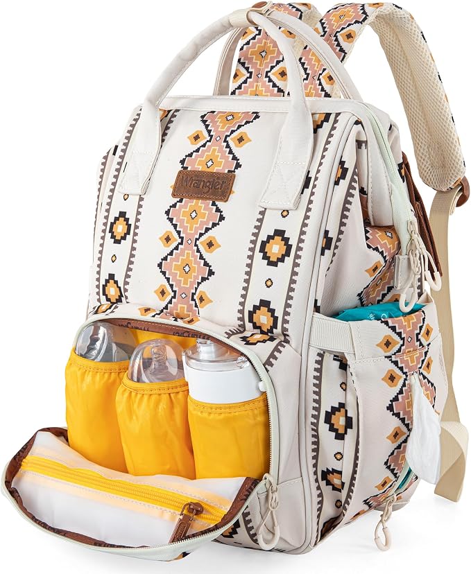 Wrangler Aztec Backpack Organized Daypack Travel Baby Bag with Stroller Strap and Side Bottle Pockets WG2204-9110TN - Image 3