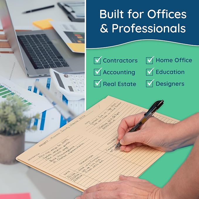 Blue Summit Supplies 50 Project File Folders, Letter Size, Pocket, Manila | Preprinted project management folder, reinforced straight cut tab, 2 in expansion pocket, for project filing - Image 5