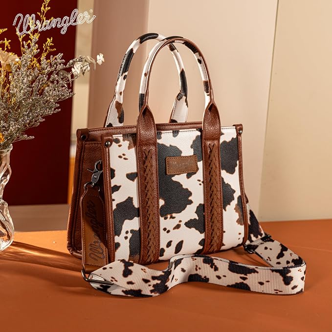 Montana West × Wrangler Tote Bag for Women Western Cow Print Purse Designer Top Handle Handbags - Image 6