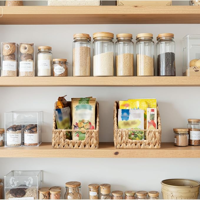 GRANNY SAYS Wicker Baskets for Organizing, Water Hyacinth Storage Baskets | Wicker Storage Baskets for Pantry, Open Front Basket for Shelves, Kitchen Storage Baskets, Decorative Basket for Home Decor - Image 5