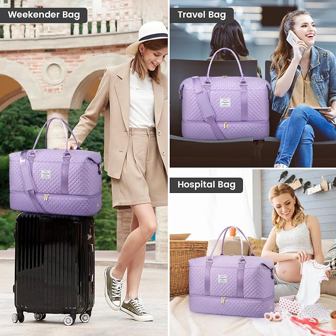 LOVEVOOK Travel Duffle Bag,Weekender Bags for Women with Shoe Compartment，Carry on Overnight Bag with Toiletry Bag,Gym Duffel Bag with Wet Pocket, Hospital Bags for Labor and Delivery - Image 6