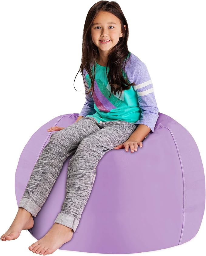 Posh Stuffable Kids Stuffed Animal Storage Bean Bag Chair Cover - Childrens Toy Organizer, Large 38" - Heather Lavender - Image 4