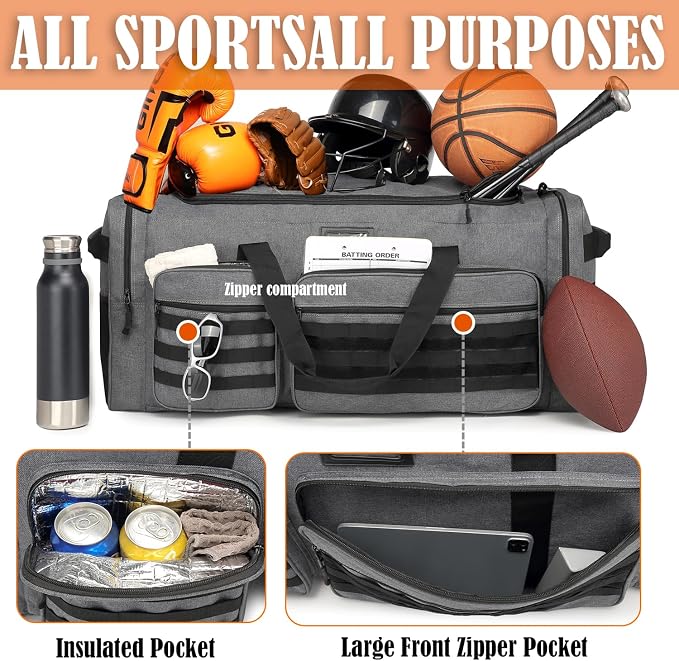 130L Extra Large Duffle Bag for Men, Heavy Duty Large Duffle Bag for Travel | Shoe Compartment, XL Sports Gym Equipment Bag for Hockey Football Baseball Basketball & More - Image 3