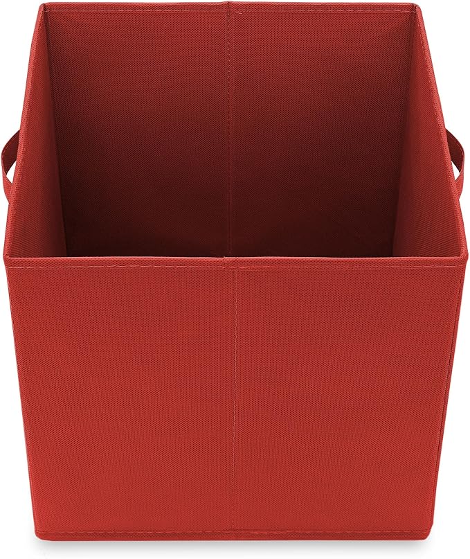 Casafield Set of 12 Collapsible Fabric Cube Storage Bins, Red - 13" Foldable Cloth Baskets for Shelves, Cubby Organizers & More - Image 4