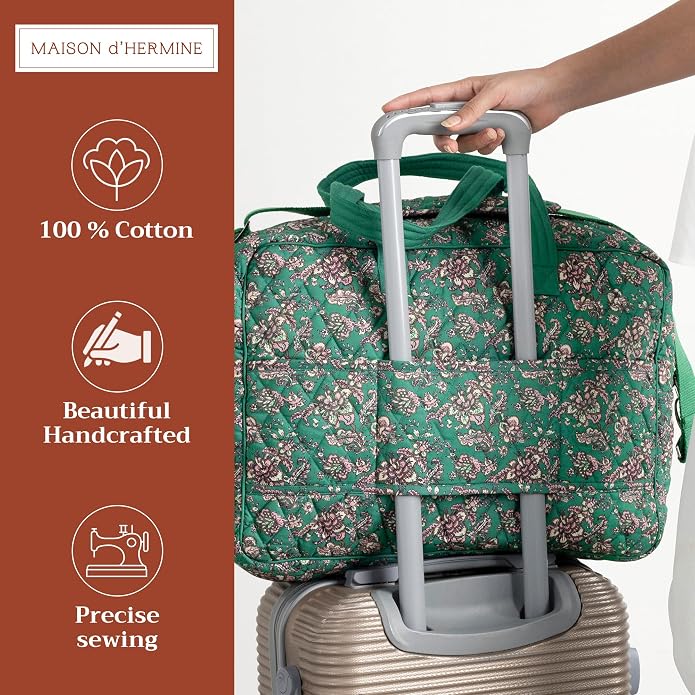 Maison d' Hermine Weekender Bags for Women Cotton Quilted Duffel Overnight Luggage Weekend Bag for Men Gym Gifts Travel | Overnight Luggage Weekend Bag for Men Gym Sports Gifts Duffle bag Business Travellers Trip Spring Summer - Image 4