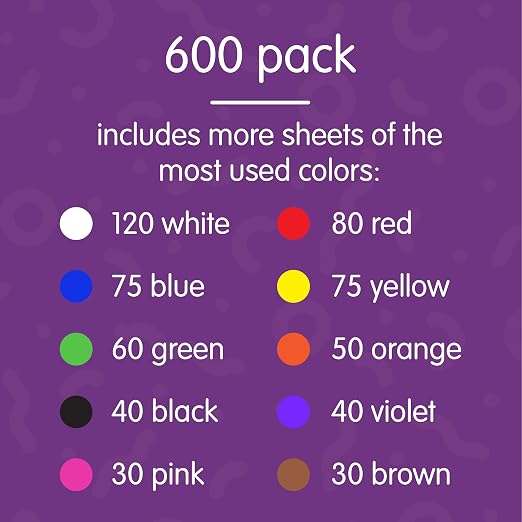 Colorations Color Construction Paper, Smart Pack, Assorted Color Paper, Colored Paper, Coloring Paper, Drawing, Craft Paper,Classroom Supplies, Kids Construction paper, 600 Sheets,Home,Home School Use | 600 Sheets Smartpack Colored Paper, Bulk Pack Art... - Image 3