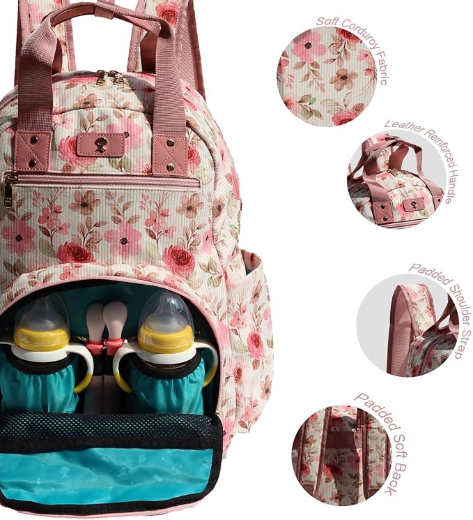 Diaper Bag Backpack Corduroy Multifunction Baby Fashion Travel Pack office Laptop Bag - Image 2