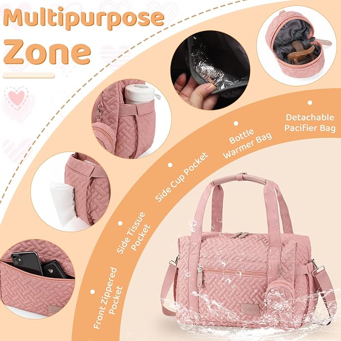 Diaper Bag Tote, Large Capacity Travel Diaper Bags With Changing Pad, Hospital Bag For Labor Delivery, Baby Bag - Image 4