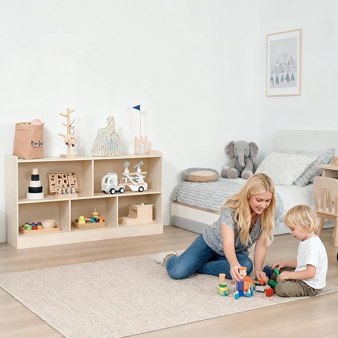 Montessori Book and Toy Shelf for Kids, 5-Section Organizer, Birch Plywood | Open Shelving with Customizable 5-Section Layout for Kids Room, Playroom, Classroom, Books, and Toys - Image 2