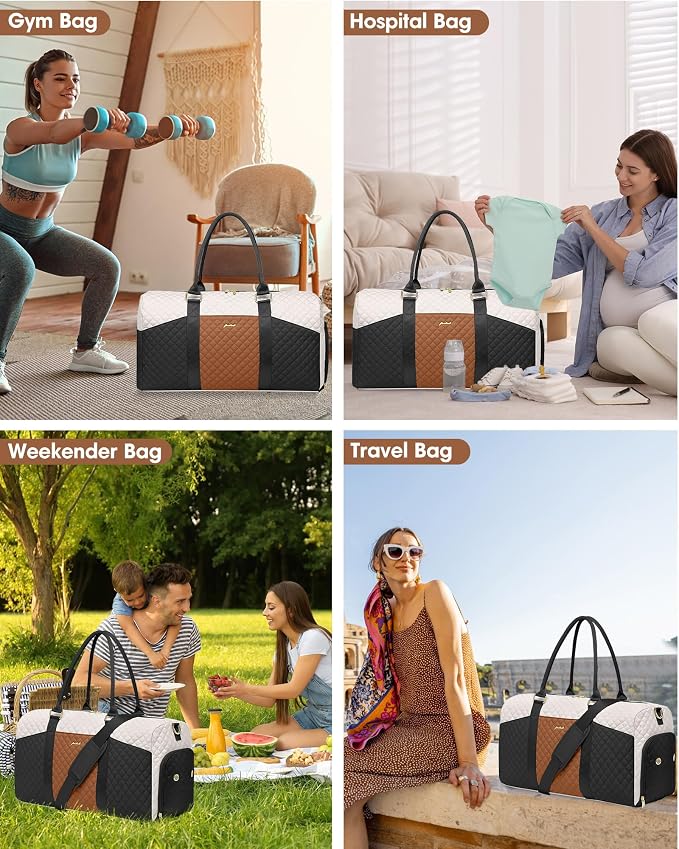Women Weekender Travel Duffle Bag: Travel Duffel Overnight Bags with Shoe Compartment Large Carry on Tote with Toiletry Bag Weekend Traveling Yoga Gym Hospital Bag for Women with Wet Pocket - Image 6