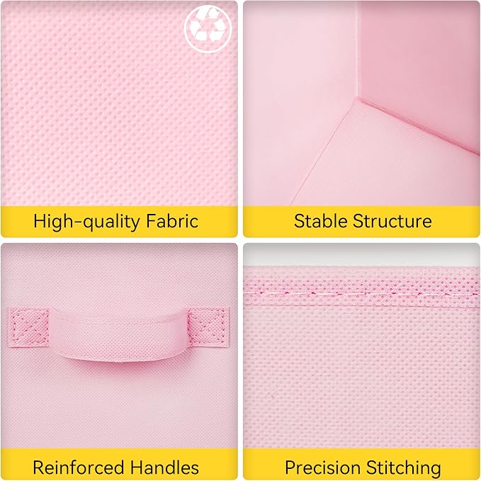 Cupic Cupid 10-Pack 11x11 Collapsible Storage Cubes, Fabric Bins, Pink | Foldable, Reinforced Front Handle, Holds Clothes, Toys, Blankets and More, Fits Closet, Shelves, Nursery, Bedroom - Image 3