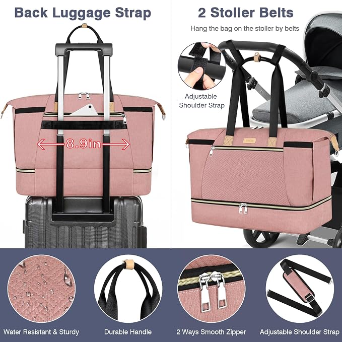 Diaper Bag Tote for Baby 7PCS, Large Mommy Bag with Portable Changing Pad | Multifunctional Hospital Bags for Labor and Delivery with Pacifier Case and Organizer Pouches,Travel Baby Bag for Boy Girl - Image 7