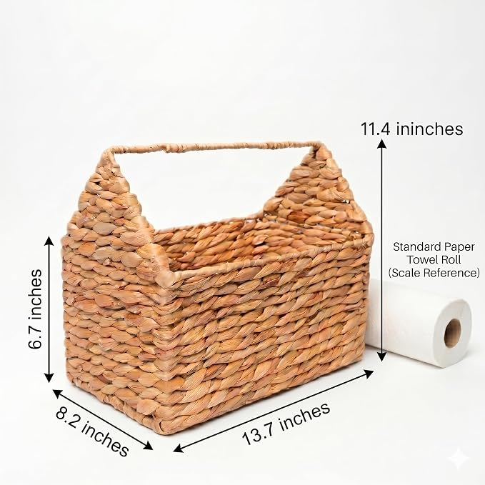 NAYA 13.7" House Water Hyacinth Storage Basket – Shelf Organizer | Handwoven water hyacinth basket design for toys, books and nursery organization. - Image 3