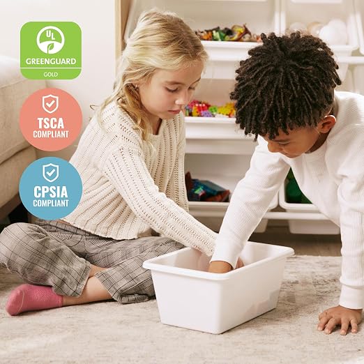 ECR4Kids 3-Tier Organizer with Shelf and 9 Bins, Toy Storage, Dark Natural/White | Durable plastic bins, MDF panels, steel frame, GREENGUARD Gold Certified, 36 lb capacity, anti-tip kit, playroom/classroom - Image 7