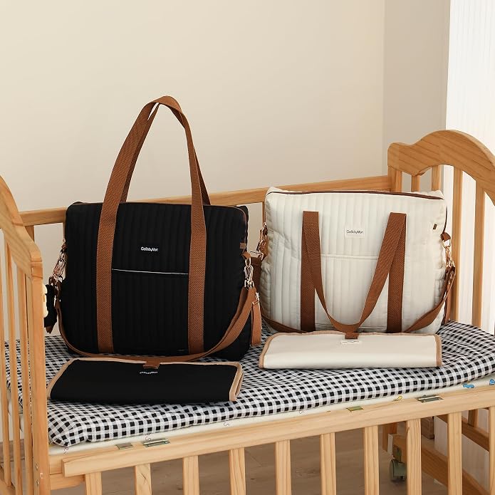 Diaper Bag Tote for Moms, Baby Hospital Bag with Insulated Bottle Pockets, Changing Pad & Stroller Straps - Image 7