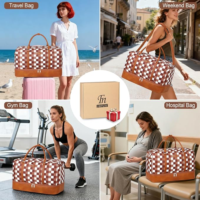 Weekender Bags for Women, 21" Travel Duffle Bag with Shoe Compartment | 3PCS Carry On Overnight Large Duffel Bag with Crossbody Bag and Toiletry Bag for Weekend Travel Gym Hospital Business Trip - Image 4