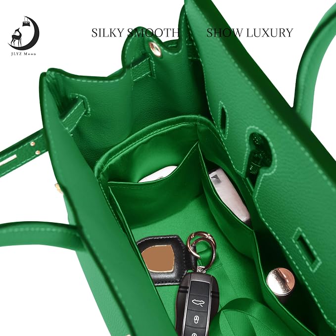 Fits for Brikin Bag Insert Organizer For Hermes(35,Bambou) | Premium Silk Material,Smooth Touch,Lightweight,zipper,protect from scratches & stains,multiple pockets,keychain,waterproof - Image 2