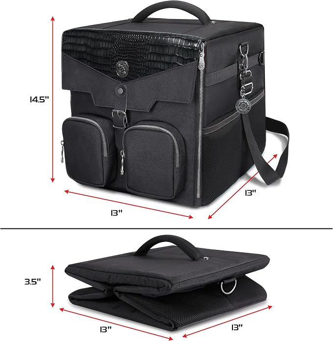 ENHANCE Board Game Shoulder Bag - Collector's Edition Board Game Storage with Shoulder Strap and Accessories Pockets for Dice, Cards, More - Reinforced Carrier Protects Tabletop Games (Dragon Black) - Image 4