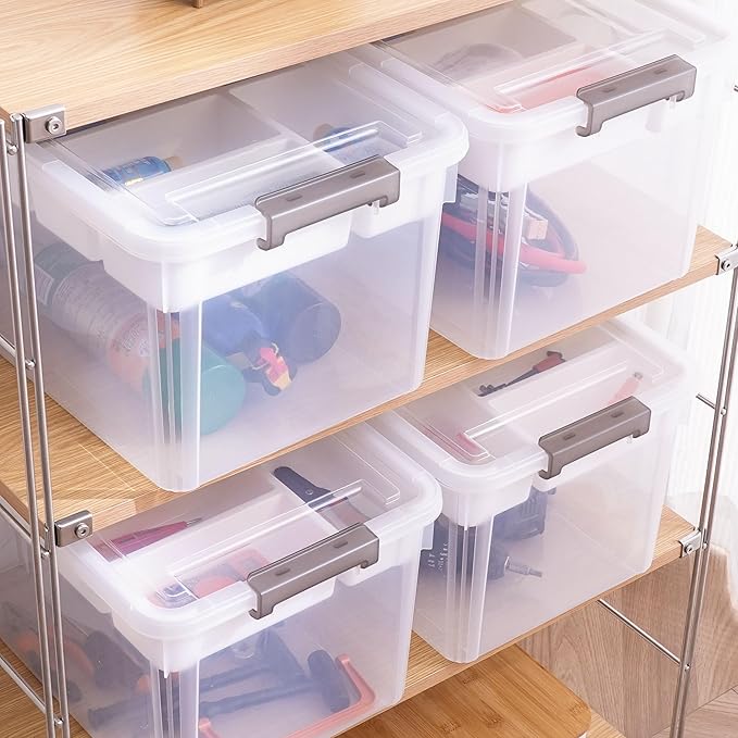 Citylife 17QT 4Packs Clear Craft Organizers and Storage Box with Tray | Stackable Art Supply Organizer Storage Bins with Lids for Beads, Markers, Sewing, Tools, Files, Office Supplies, Made in USA - Image 7