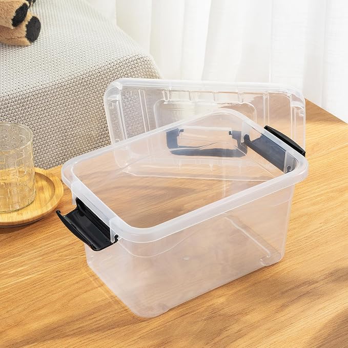 Cetomo 6Lx12 Pack Storage Boxes, Storage Box with Lids and Handle for Home Dorm Office Organization, Stackable Nesting Tote Container, Plastic, Clear, 6L-12 Pack - Image 7