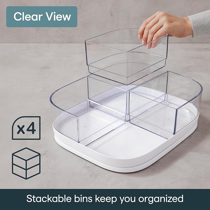 YouCopia MagicTrack Turntable with 4 Bins, Rectangle Lazy Susan Organizer - Image 4