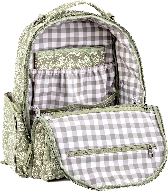 JuJuBe x Sazan Hendrix - New Classic Diaper Bag Backpack with Portable Changing Pad, Stroller Straps, Large Travel Backpack for carrying Baby Bottles, Wipes, Diapers, Pacifiers, Paisley Floral - Image 4