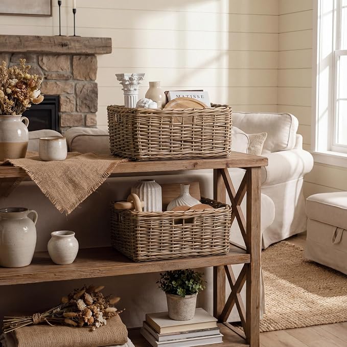 StorageWorks Pantry Baskets, Willow Storage Baskets for Organizing, Shelves, Pantry Organizers and Storage, Brown, 16 ½"L x 13" W x 7 ½"H - Image 5