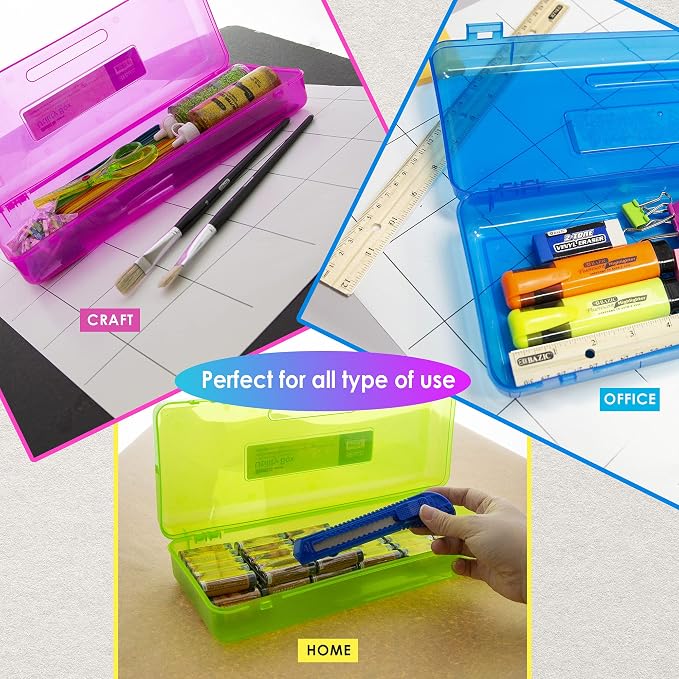 BAZIC PRODUCTS Bright Color Ruler-Length Pencil Box, 4-Set | 13 3/8 x 5 3/8 x 2 1/2 in, snap-latch lid for long supplies - Image 6