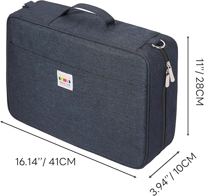JAKAGO 480 Slots Colored Pencil Case Extra Large Capacity Pen Holder for Artist Painter Zipper Organizer Bag for Marker Highlighter Storage Case for Office Sketch Travel Supplies (Blue) - Image 2