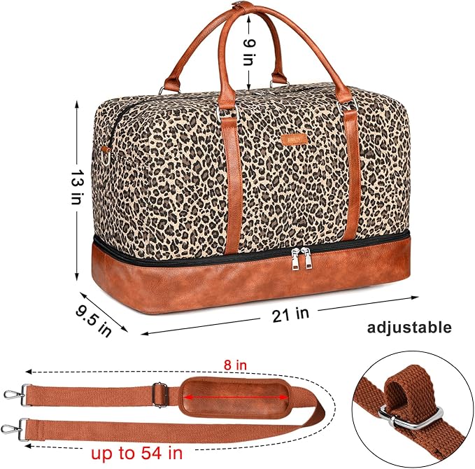 Weekender Bags for Women, 21" Travel Duffle Bag with Shoe Compartment | 3PCS Carry On Overnight Large Duffel Bag with Crossbody Bag and Toiletry Bag for Weekend Travel Gym Hospital Business Trip - Image 3