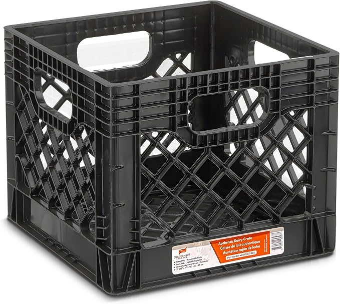 Juggernaut Storage 2-Pack Stackable Heavy Duty Milk Crates, Handles, 16 Qt | Organizing Plastic Crate Basket for Grocery Shopping, Home Supplies, and Bathroom Accessories, Black - Image 6