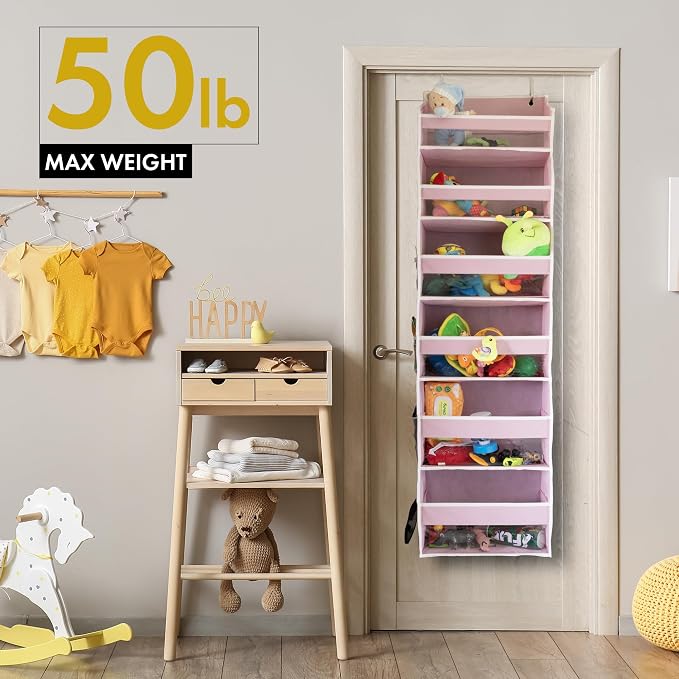 Over the Door Organizer, 6-Tier, 100D Fabric Transparent 2pc | Over the door shoe organizer, 50 lbs capacity, 12 side mesh pockets, 100D extra thick fabric, Closet & entryway storage - Image 8