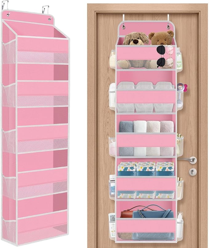 1Pack Over The Door Organizer Large Capacity Hanging Storage Room Organizer | 40 lb Capacity, Ultra-Sturdy, Foldable, Mesh Design with Clear Window, Space-Saving Organizer for Pantry, Nursery & Closet by SpaceHacks