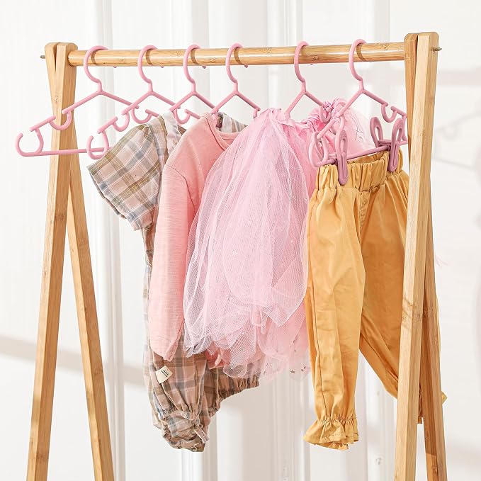 Hsei Baby Hanger with Clip for Pant,30 Packs Total,Pink,10.6 Inch | 10 Kids Plastic Hanger with 20 Clips for Newborn, Nursery, Daycare, Preschool, Closet, Wardrobe Organizer for Baby Shower - Image 4