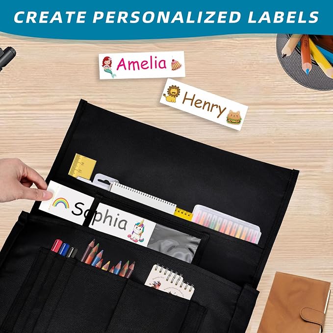 12 Pcs Classroom Chair Pockets, 14.5‘’ W x 18.5‘’ H Black Chair Pockets For Classroom, Seat Sacks for Classroom Chairs, Buddy Pocket, Chart Seat Back Organizer with Name Tag - Image 7