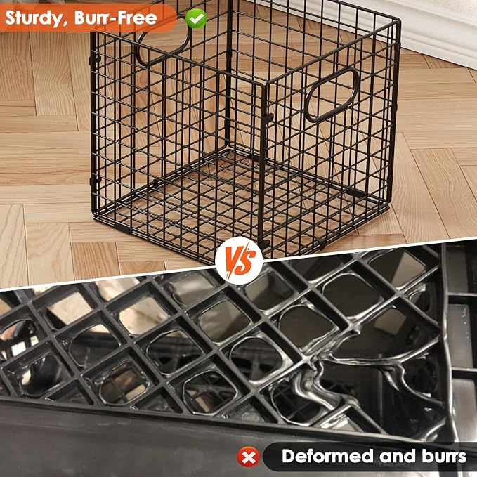 Cidaziya 4-Pack Metal Storage Crates, 32QT Stackable Collapsible Storage Bins with Handles, Black Heavy Duty Milk Crates for storage, Car, Garage, Home, Camping, Office - Image 5