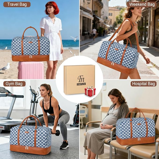 Weekender Bags for Women, 21" Travel Duffle Bag with Shoe Compartment | 3PCS Carry On Overnight Large Duffel Bag with Crossbody Bag and Toiletry Bag for Weekend Travel Gym Hospital Business Trip - Image 4