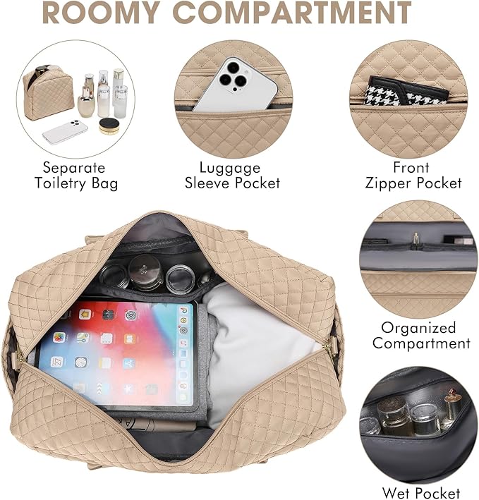 Travel Duffle Bag Weekender for Women - Carry-On Overnight Bag Personal Item Bag with Shoe Compartment & Wet Pocket Large Weekend Tote Bags with Toiletry Bag Hospital Bags for Labor and Delivery - Image 4
